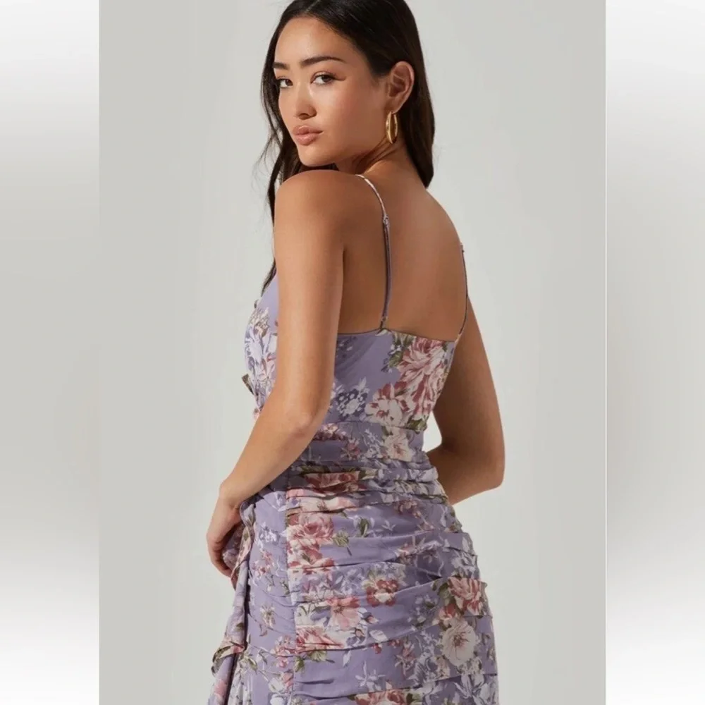 Free People ASTR The Label Kiana Floral Ruched Midi Dress Size XS - Picture 4 of 12